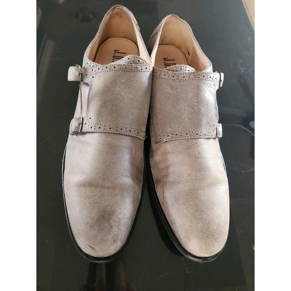Mens JD Fisk Marc Designer Leather‎ Double Monk Strap Shoes Size 10